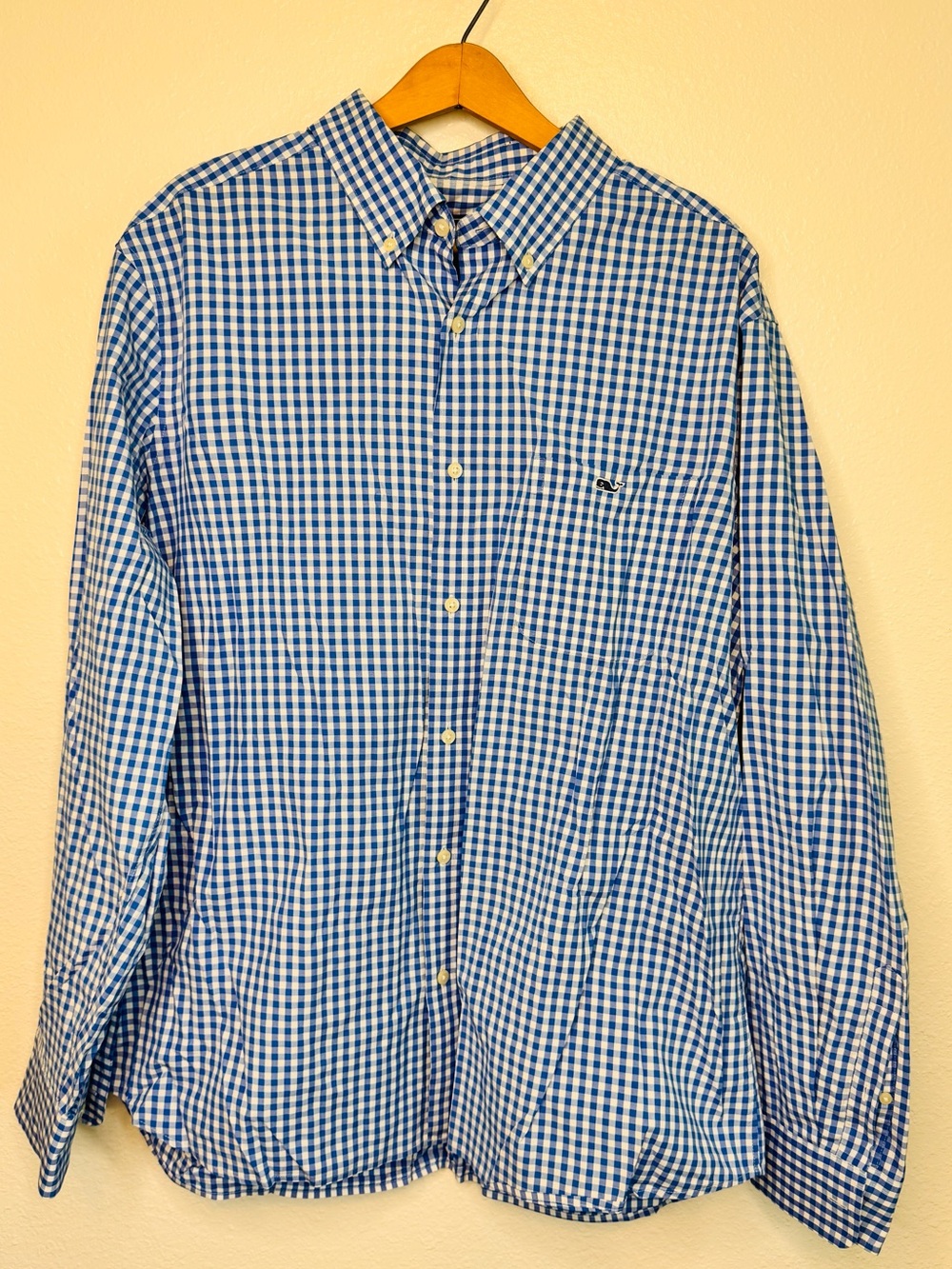 Vineyard Vines Men's Button Down Blue Classic Fit Cotton Check Gingham Shirt XL